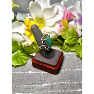 Fred Francis Highgrade Kingman Turquoise & Sterling Silver <b>Adjustable</b> <b>Ring</b> for Gift with Bezel Setting - Product Image 2