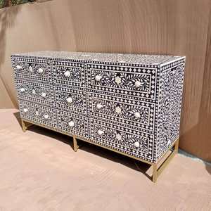 Luxury handcrafted bone inlay <b>table</b> floral pattern handmade furniture exporter and wholesale supplier - Product Image 4