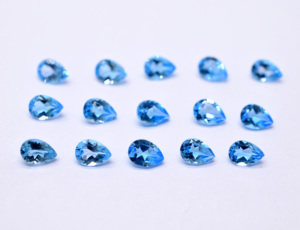 Topacio azul suizo de alta calidad, piedra preciosa de corte de pera, AAA, azul oscuro, sombra suiza, Topacio Azul, piedras preciosas sueltas calibradas de 7X5mm - Product Image 2