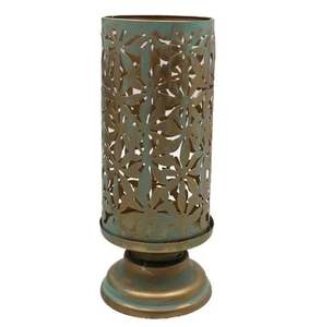 Home Decoration Gold With Green Iron Candle Pillar Holder with <b>Shade</b> <b>Black</b> Nickle Plated American Design Candle Stand Handmade - Product Image 1