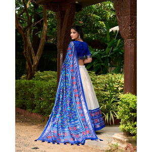 Tussar soie semi-cousu Lehenga Choli ensemble avec chemisier de créateur fantaisie pour la fête de mariage porter des femmes tenue ethnique indienne - Product Image 4
