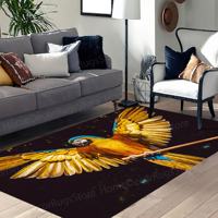 Gelber bedruckter Teppich mit offenem Papageienflügel-Design, weicher Vliesstoff-Teppich