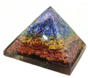 Vente en gros de produits spirituels chauds pyramide d'orgone en couches de 7 chakras de haute qualité avec nouveau logo cristaux matériau de pierre précieuse poli - Product Image 5