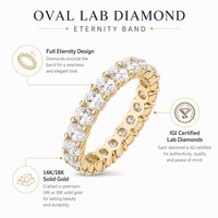 Bague d'éternité en diamant taille émeraude cultivé en laboratoire certifié IGI, plaqué or 14 carats, sertie à griffes, pour mariage et anniversaire