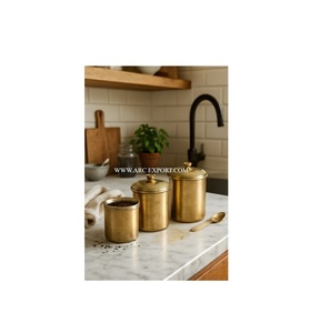 Nueva colección de moda, contenedores de almacenamiento de alimentos para cocina, Juego de 3 tamaños diferentes, accesorios metálicos para el hogar y la cocina, ollas de hojalata para alimentos - Product Image 1