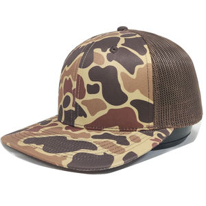 Chapeau de camionneur Old School en cuir personnalisé de qualité supérieure avec logo à 6 panneaux chapeau de camionneur en maille style camouflage chapeau vierge - Product Image 1