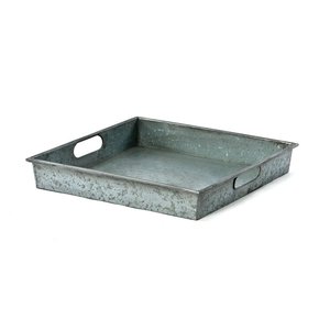 Rectangle Shape Galvanized Iron Food Serving <b>Tray</b> In Wooden Handles For Home Hotel <b>Snacks</b> And Drinks Serving <b>Trays</b> - Product Image 2