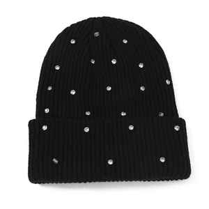 New Luxury Rhinestone Knitted Beanie Womens <b>Faux</b> Rabbit <b>Fur</b> Winter <b>Hat</b> Fashion Ins Trend Sparkling Bling Cap For Women Girl - Product Image 1