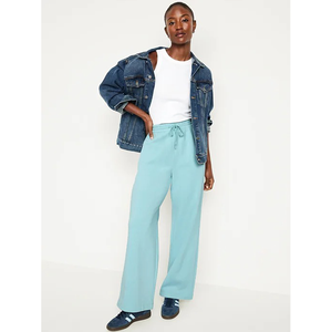 กางเกงสเวตเตอร์ขากว้างเอวสูงสำหรับผู้หญิงกางเกงทรงหลวมขาตรงแบบปรับแต่งได้ - Product Image 3