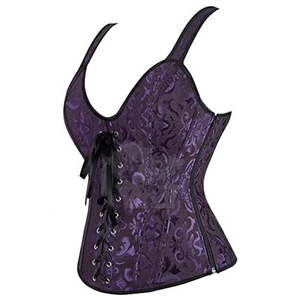 แขนกุดใต้วงอก Steelboned ผู้หญิงที่ขายดีที่สุดซาติน Bustier ผ้ารัดตัวซาตินสีดํารัดตัว - Product Image 2
