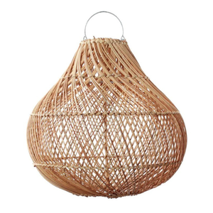 Abat-jour rond en rotin fait main, écologique, décoratif, grand, à brancher, luminaire suspendu en rotin, 2024 - Product Image 3