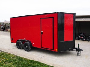 Goedkope Gesloten 7X16 Gesloten Aanhangwagen Rode V-Neus Verduistering Pkg Tandem As Opslag - Product Image 3