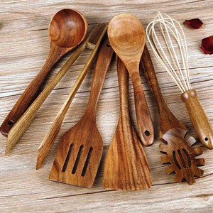 Ensemble de serveurs à salade rose multi-tailles en bois naturel avec 2 spatules, ustensiles durables faits à la main, adaptés au congélateur - Product Image 2