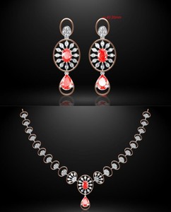 Harnidh Jewels 14K 18K oro blanco y amarillo collar pendientes conjunto para mujer - Product Image 1