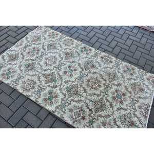 Vintage 3.8x6.6 ft Rug, Turkish Area Rug, <b>Brown</b> Ikat Rug - Product Image 4