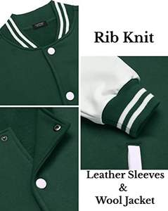 Nouveau style de veste universitaire coupe ajustée pour hommes College Baseball Letterman Bomber Coat Manches en cuir Hiver Laine-À la mode Élégant - Product Image 5