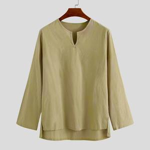 Collection printemps-été pour hommes haute qualité 100% coton col en V manches longues T-shirt pantalon costume imprimé deux pièces ensembles - Product Image 6