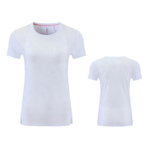 Camiseta de Mujer de Algodón y Poliéster, Manga Corta, Color Sólido Teñido, Cuello Redondo - Product Image 3
