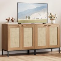 Buffet avec portes décorées, table de rangement, buffet avec étagères réglables, bar à café, armoire, salon, cuisine
