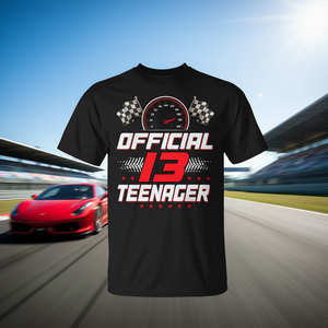T-shirt officiel Nager pour garçons de 13 ans, thème voiture de course, idée cadeau promotionnel - Product Image 3