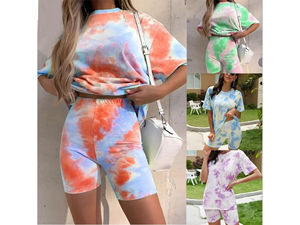 Conjunto de Yoga personalizado, Conjunto de camiseta transpirable de gran tamaño, banda de cintura elástica, sólido, informal, de talla grande, de motorista, de dos piezas para mujeres y niñas - Product Image 5