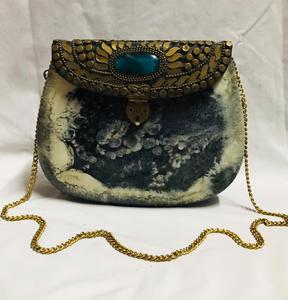 Bolso de mano hecho a mano con mosaico de Metal para mujer, artesanía india tradicional, cierre de solapa, plegable, duradero, portátil, forro de seda para boda - Product Image 3