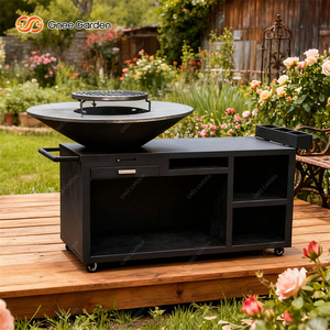 Barbecue en acier Corten durable, moderne et de qualité supérieure, résistant à la rouille, avec allumage automatique du feu et hauteur réglable pour une utilisation en extérieur - Product Image 4