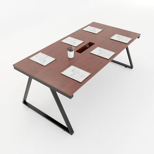 SFTV009 Table de réunion de petite taille au design moderne, bois et fer, forme carrée en forme d'échelle, pieds en acier de haute qualité à deux côtés - Product Image 4