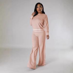 2025 Women's Casual Plus Size Clothing Elegant Loungewear Two-Piece Set with <b>Hoodie</b> Patches New Solid Color - Product Image 5
