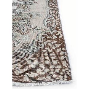 พรมขนสัตว์ถักมือสไตล์วินเทจ สีเบจและสีน้ำตาล ลายเหรียญรูปทรงสี่เหลี่ยมผืนผ้า ลวดลายนามธรรม สำหรับห้องนั่งเล่นหรือทางเดินในบ้าน รุ่น Pae-3294 - Product Image 4