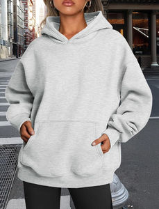 Sudaderas de lana con capucha de gran tamaño para mujer suéteres de manga larga de invierno/otoño con bolsillo nuevo estilo patrón de letras logotipo frontal - Product Image 2