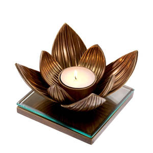 New Arrival <b>Tealight</b> <b>Candle</b> Holder with Lotus Shape Design for Spiritual and Religious with Glass and Metal Base at Affordable - Product Image 3