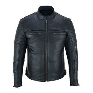 Winter Warm Turn-down Collar Zipper Closure Pockets <b>Men</b> <b>Leather</b> <b>Jackets</b> Front Vintage Style Breathable Windproof Quick Dry - Product Image 1