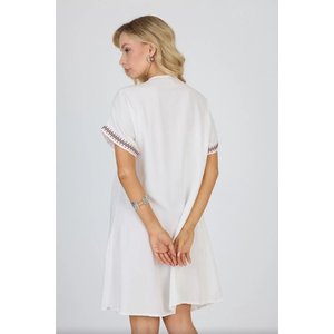 Comodo abito Midi con scollo a V e maniche corte tessuto a maglia taglio ragazzo unità singola inclusa - Product Image 4