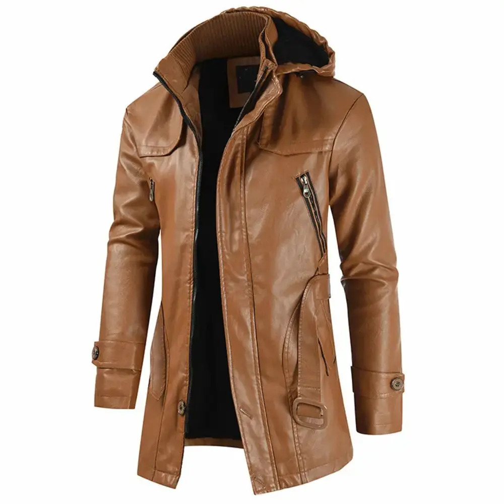 Leather Jacket Coats New 2021 Trending Product Wool / Polyester Cotton Casual OEM Service Custom Men's Long Winter Bomber Jacket