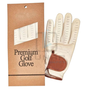 Pro Men's Cabretta Guantes de golf de cuero Dedos elásticos y correa de muñeca marrón Guantes de golf personalizados disponibles con embalaje personalizado - Product Image 1