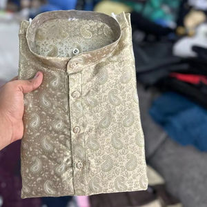 Kurta de diseñador de lino ligero para hombres, ropa étnica tradicional transpirable para bodas, fiestas, estampado Formal dibujado a mano - Product Image 1