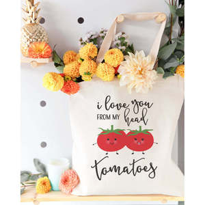 กระเป๋าผ้าแคนวาสลาย "Open-Closed I Love You From My Head Tomatoes" - Product Image 3