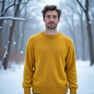 สเวตเตอร์ขนแคชเมียร์โอเวอร์ไซส์ของผู้ชายเสื้อสเวตเตอร์ขนแกะขนแกะขนแกะขนแกะขนเทียมแบบถักสำหรับผู้ชาย - Product Image 4