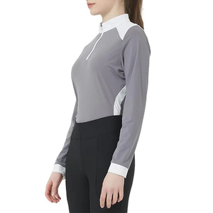 Hot Selling Half Zipper Horse Riding Equestrian Riding Shirt <b>Base</b> <b>Layer</b> Women <b>Long</b> <b>Sleeves</b> Nylon Spandex Polyester Quick Dry - Product Image 3