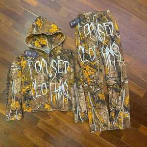 Vêtements de sport personnalisés pour hommes 2 pièces en coton épais pantalons de survêtement respirants sweats à capuche jogging survêtement - Product Image 2