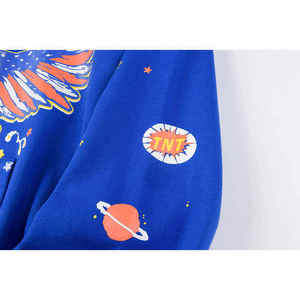Nouveauté, streetwear d'hiver, coton lourd de haute qualité, 400 grammes, lavé, bleu, surdimensionné, brodé, respirant, pour homme - Product Image 5