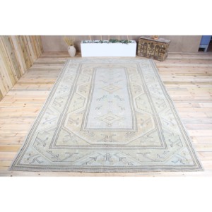Tapis vintage, grand tapis turc de 8x11,7 pieds, tapis en laine géométrique vert - Product Image 1