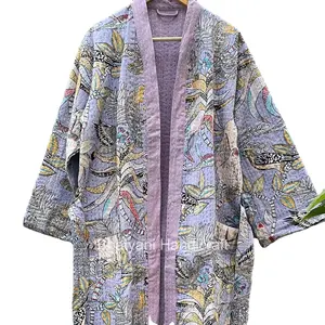 मंकी प्रिंट कांथा, बाथ रोब, किमोनो, बीच वियर ड्रेस, रजाईदार जैकेट, आरामदायक नाइट गाउन