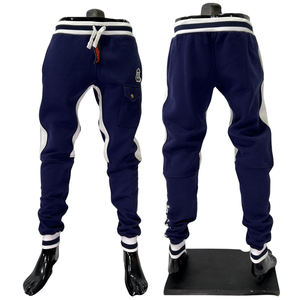 Directo de fábrica personalizado OEM 100% algodón Jogger pantalones botón decoración acanalado plano moda Casual deportes al aire libre pantalones de rayas laterales - Product Image 1