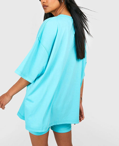 Camiseta de alta calidad para mujer, camiseta de gran tamaño con hombros caídos, peso pesado 300GSM, ropa de calle de color sólido, Camiseta de algodón 100% para mujer - Product Image 5