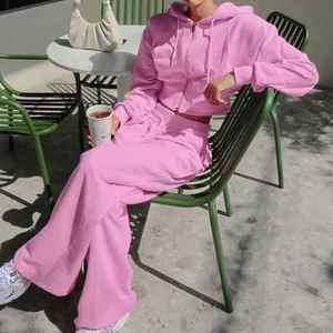 2024 logotipo bordado personalizado Vintage Y2k mujeres Casual deportes chándal Crop Hoodie y pantalones de chándal conjunto de 2 piezas - Product Image 5