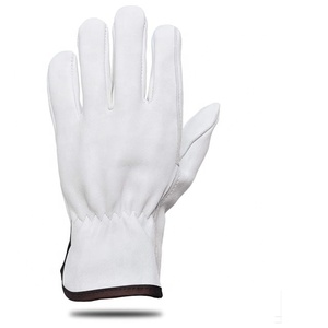 Guantes de conductor de cuero de grano de oveja blanco de alta calidad construcción protectora para vacas ovejas cabras para trabajo de jardín - Product Image 3