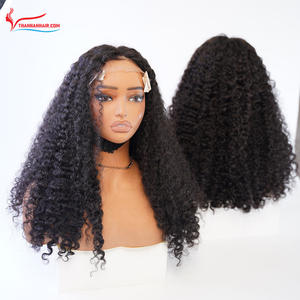 NOUVEAU PRODUIT Perruque bouclée de qualité supérieure, extension de cheveux humains, couleur noire et brune naturelle, raie au milieu, dentelle suisse HD, prête à être expédiée - Product Image 4