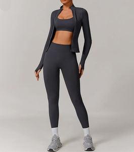 Ropa deportiva Premium para mujer, conjunto de chaqueta y pantalones deportivos sin costuras, ropa de Yoga para gimnasio de alta elasticidad, conjunto de ropa deportiva de 2 piezas - Product Image 1